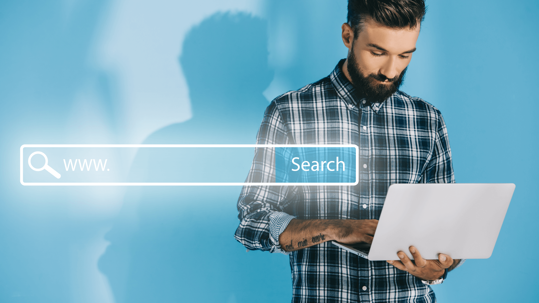 A man typing in a search engine