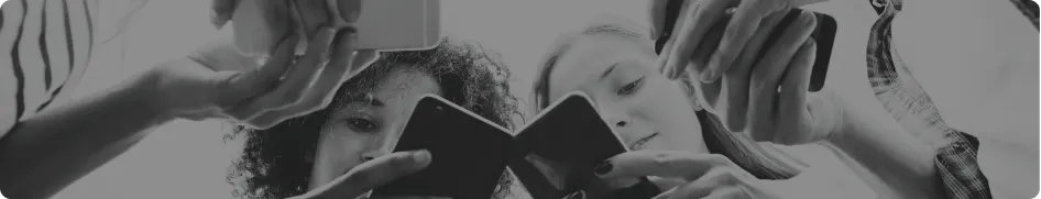 People sharing online content through mobiles